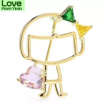 Броши в виде хрустального сердца для девочек для женщин, унисекс, одежда с бантом, женская праздничная офисная брошь-булавка, подарки