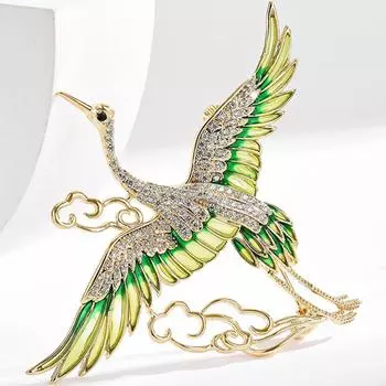 Броши в виде хрустального журавля-птицы, брошь-булавка в виде феникса со стразами, свадебные украшения, подарки