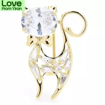 Броши в виде хрустальных кошек для женщин и мужчин, высококачественные домашние животные, вечеринка, офисная брошь, булавка, подарки