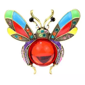 Броши в виде пчелы со стразами для женщин, большая эмалевая винтажная модная булавка в виде насекомого, 4 цвета в наличии, высокое качество красный