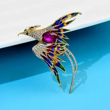 Броши в виде птицы Феникс для женщин, ювелирные изделия для банкета и вечеринки, подарки розы красного