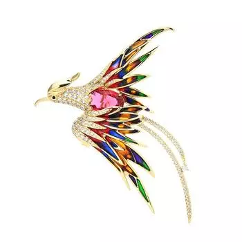 Броши в виде птицы Феникс из кристаллов для женщин и мужчин, цветная эмаль, летящая красавица-птица, праздничная офисная брошь-булавка, подарки зелёный