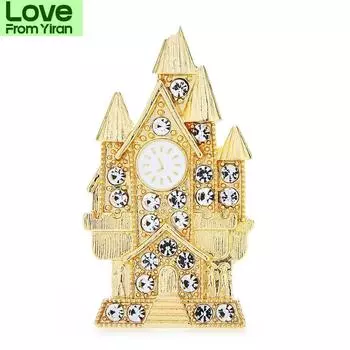 Броши в виде замка со стразами для женщин и мужчин, для вечеринок, повседневных брошей, булавки, подарки