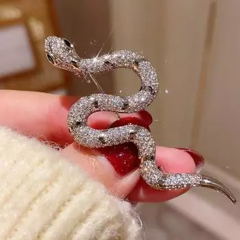 Броши в виде змеи для женщин и мужчин, полные страз, металлические булавки в виде змеи, ювелирные изделия золотой