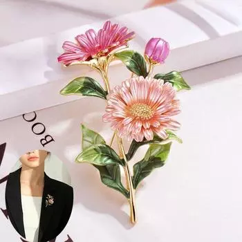 Броши женские булавки эмалированная булавка модная брошь свадьба цветок ромашки 4.3x6.9cm жёлтый