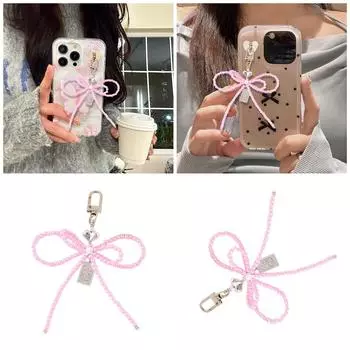 Броский брелок-бантик, модный брелок для телефона, украшение на сумку, портативный брелок для сумки, подвеска серебряный