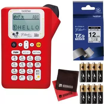 Brother Label Writer Character Model Red Peatouch Белая лента для батареек PT-J100 [PT-J100MCR] и [TZe-231] и & (Набор 4)