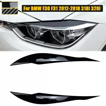 Брови для BMW 3 серии F30 седан F31 Wagon 2012-2018 передняя фара веко крышка накладка накладка наклейка автомобиля Gloss Black