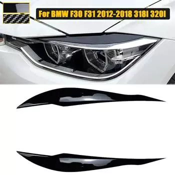 Брови для BMW 3 серии F30 седан F31 Wagon 2012-2018 передняя фара веко крышка накладка накладка наклейка автомобильные аксессуары Gloss Black