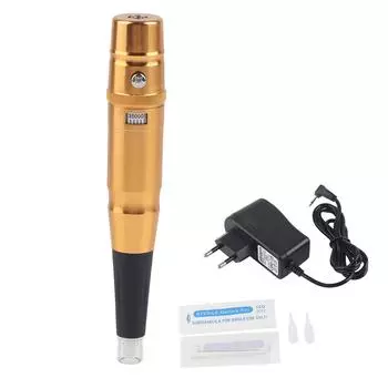 Брови Губы Подводка для глаз Татуировка Машинка Перманентный макияж Вращающийся блок питания Ручка Инструмент для красоты Золото EU Plug красный