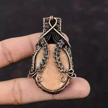 Brown Amazonite Pendant Copper Wire Wrapped Gemstone Pendant Amazonite Jewelry Handmade Designer Pendant Gift For Friend Copper Wire Jewelry