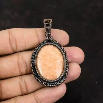 Brown Amazonite Pendant Gemstone Pendant Copper Wire Wrapped Pendant Amazonite Jewelry For Women Handmade Designer Pendant Gift For Friend