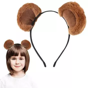 Brown Bear Ears Headband Cute Headpiece Makeup Hairband Furry Headwear Fancy Dress Costume Accessories
