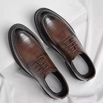 Brown business leather shoes men s four seasons british style formal casual commute to work hollow shoes tide 38