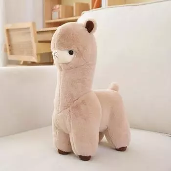 Brown Cute White Alpaca Cartoon Plush Toy Pillow For Kid Gift And Room Decor