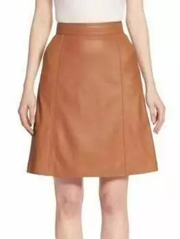Brown Designer Cocktail Mini Lambskin High Waist Pencil HOT Skirt For Women s S коричневый
