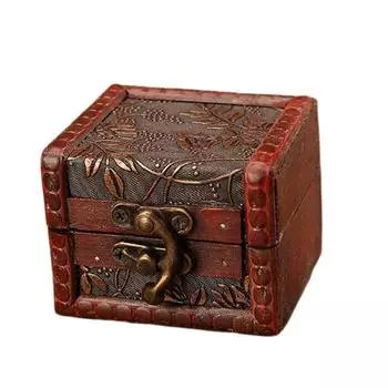Brown Jewelry Box Chinese Style Vintage Mini Box New Treasure Box Home Decoration H