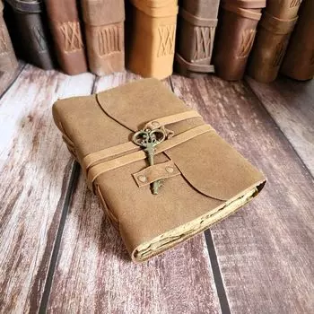 Brown Journal, Leather Journal, Leather Lace & Key Dream Journal, Writing Journal, Wedding gift, Notebook, sketchbook, Personalized Gift. 7 x 5 in