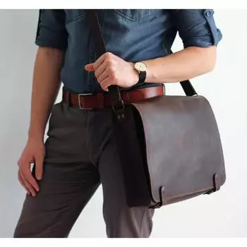 Brown Leather Laptop Bag, Father s Day gift, Mens Leather Shoulder Bag, Leather Messenger Bag, Personalized Leather Bag, Laptop bag