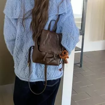 Brown Leather-textured Small Backpack, Retro Pu Soft Leather Feel, Versatile Single-shoulder Bag, Commuter Versatile Small Backpack