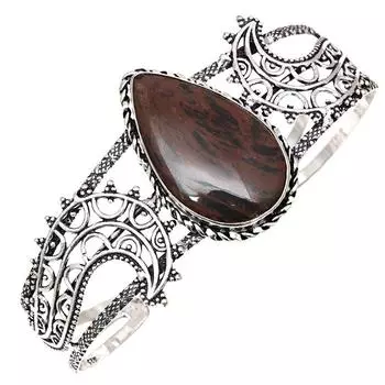 Brown Obsedian Gemstone Handmade Silver Jewelry Cuff Bracelets 7 Adjustable
