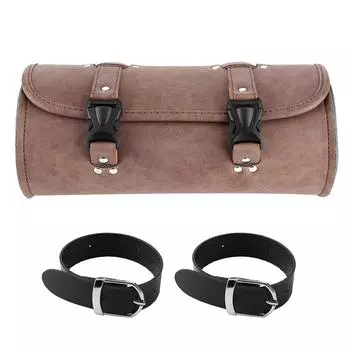 Brown PU Leather Side Saddle Bags Tool Storage Pouch Retro Style Universal for Motorcycle