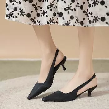 Brown Sheep Suede Shallow Women Pumps Slip on Thin High Heels Chic Work Stilettos 35 чёрный
