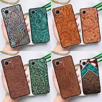 Коричневый кожаный чехол с тисненым узором для Realme C55 C33 C31 C35 C30 C11 C15 C25s C21Y GT Neo 5 3T 2T 8 9 10 11 Pro Plus Realme C31