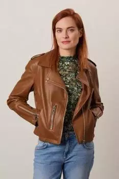 Коричневая женская куртка из натуральной кожи ягненка, стильная, ручной работы, байкерская, мотоциклетная XS коричневый