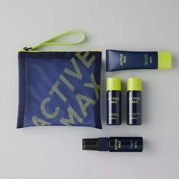 BRTCC Active Max Miniature Body Wash 20 мл + Лосьон 20 мл + Парфюмированный спрей 19 мл + Солнцезащитный крем 20 мл + Набор в чехле, 1 набор