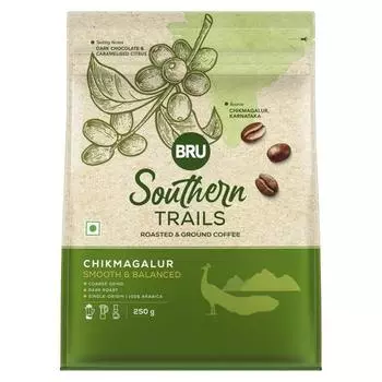 Bru Southern Trails | Чикмагалур | Темная обжарка | 100% молотый кофе арабика специального сорта, одного происхождения | Пакет 250 грамм