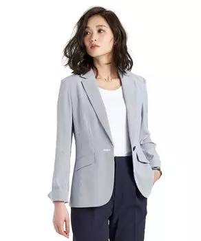 Брючный костюм Приталенный пиджак и низ продаются стрейч вельвет Темно-синий x полоска M [Nissen] [Женский костюм] комплект (Топ отдельно, влагоотводящий,