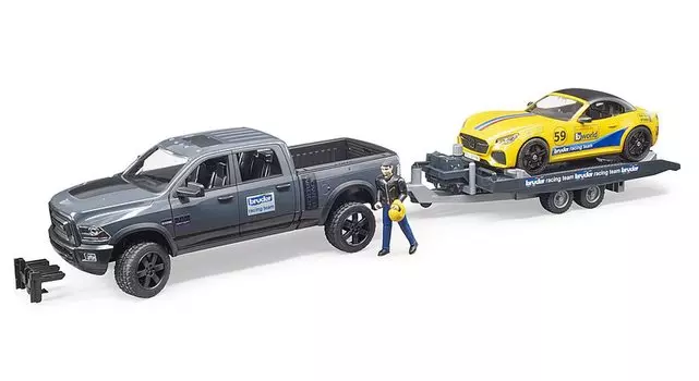 Bruder 02504 RAM 2500 Power Wagon и Roadster Racing желто-синяя команда,