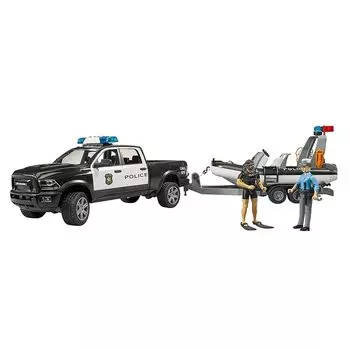 bruder bruder Ram power wagon police car & Police boat (with 2 figures) BR02507