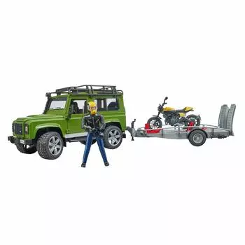 bruder Land Rover Wagon Tow Trailer Ducati FT BR02589 Def. & & (with figure)