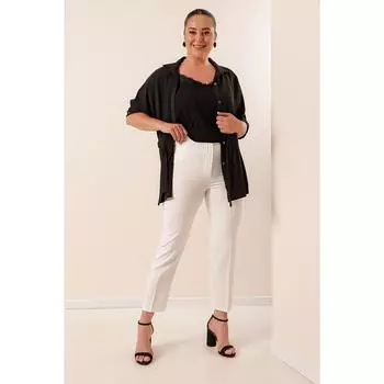 Брюки большого размера из лайкры большого размера с эластичными карманами на талии