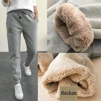 Брюки большого размера, кашемировые шаровары, теплые брюки для женщин, зимние спортивные брюки, женские брюки с высокой талией M вино красного