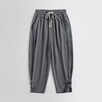 Брюки большого размера, летние мужские хлопковые высокие большие размеры, широкие льняные брюки, большие брюки для бега, мужские свободные брюки больших размеров, мужские брюки 9XL белый