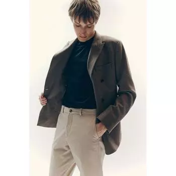 Брюки чинос HM Cotton Slim Fit бежевого цвета 28