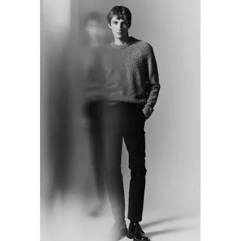 Брюки чинос HM Cotton Slim Fit Темно-синие 28