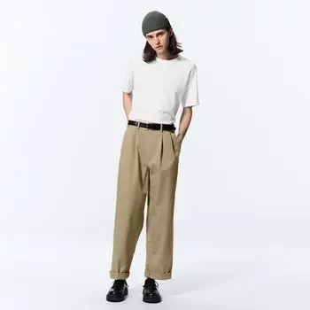 Брюки-чиносы GU by Uniqlo, мешковатые брюки с двумя складками + EC, длина 80,0 см