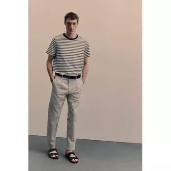 Брюки-чиносы HM Regular Fit из 9 частей хлопка, светло-бежевые