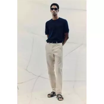 Брюки-чиносы HM Slim Fit из хлопка бежевого цвета