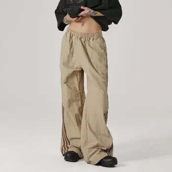 Брюки десантника, модные брендовые тонкие широкие брюки для женщин, винтажные американские ретро-повседневные брюки с эффектом быстрого сухого льда S чёрный