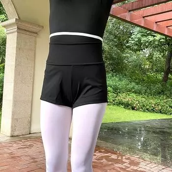 Брюки для балета с высокой талией и отворотом - Утягивающие шорты А-силуэта с плоскими штанинами для взрослых XL