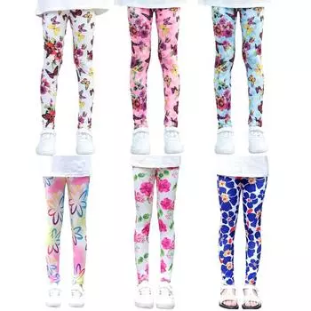 Брюки для девочек от 1 до 9 лет, мягкие удобные леггинсы с принтом 65