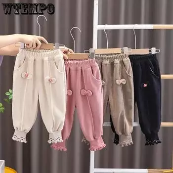 Брюки для девочек, весенние и осенние повседневные брюки для маленьких девочек, детские женские спортивные штаны для детей 0, 1, 2, 3 лет 120 хаки