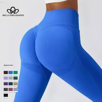 Брюки для фитнеса на открытом воздухе, брюки для йоги с подъемом бедер, женские бесшовные вязаные облегающие дышащие спортивные штаны с высокой талией, спортивные штаны для йоги S хаки