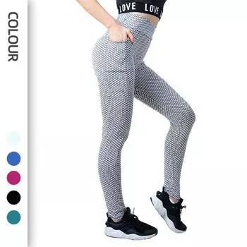 Брюки для фитнеса с карманами и подъемом бедер, женские эластичные, с высокой талией, для занятий спортом, обтягивающие, большого размера, для йоги S серый