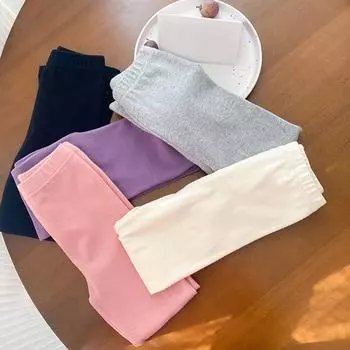 Брюки для йоги для девочек, однотонные повседневные удобные брюки, нижние брюки 90 бежевый